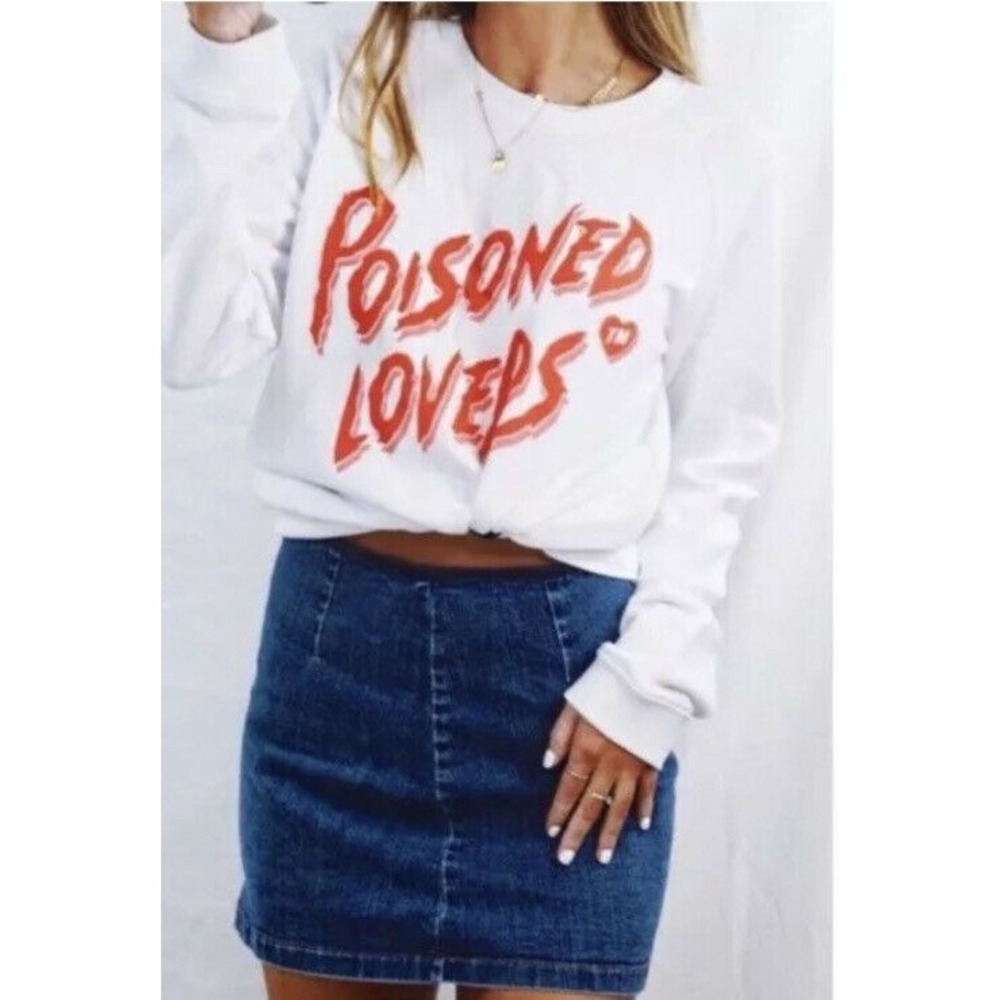 Zoe Karssen Pink Poisoned Lovers Medium Letter Spellout Graphic Sweatshirt NWOT‎